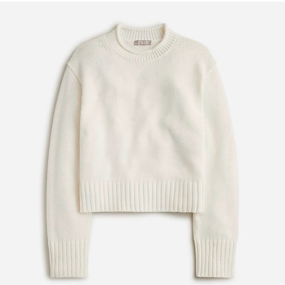 Cream Knit Roll Neck Cotton Sweater - Picture 2 of 7